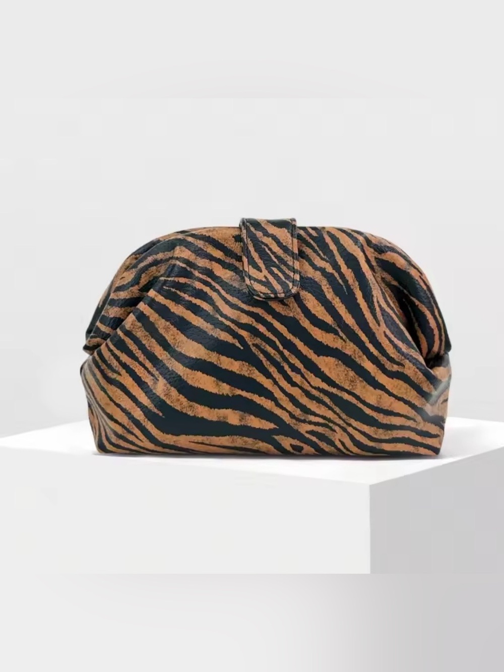 Tiger Print  Pouch/ Clutch Brown & Black